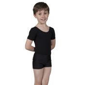 Boys Black Short Sleeved Ballet Dance Leotard